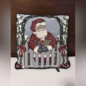Portofino tapestry velvet Festive Santa Claus Holiday Pillow Christmas xmas